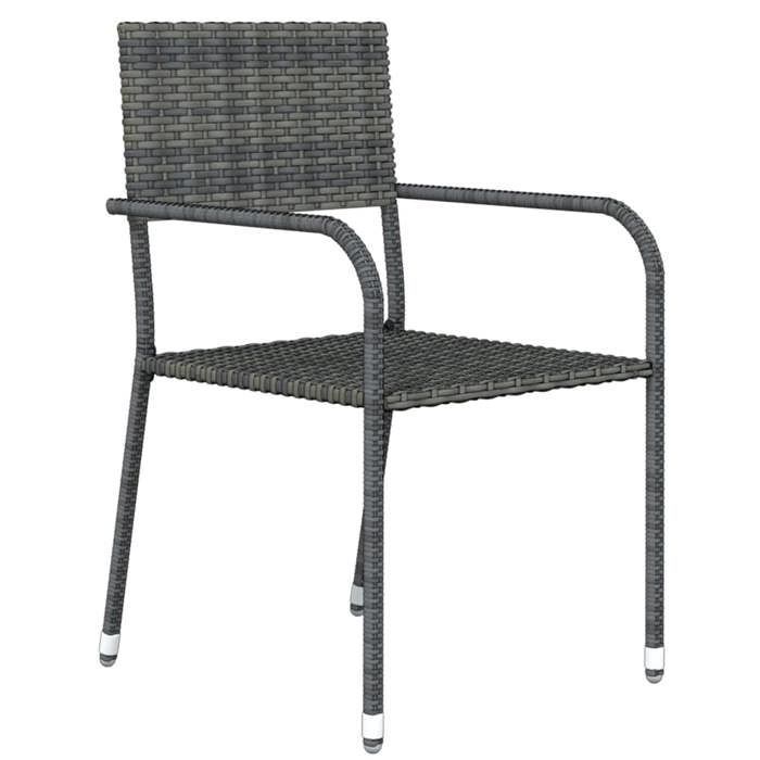 Conjunto de comedor de jardín - BURKE - 3 piezas - Gris - Mesa 80x80x74 cm - Silla 51x60x87 cm - Resina tejida