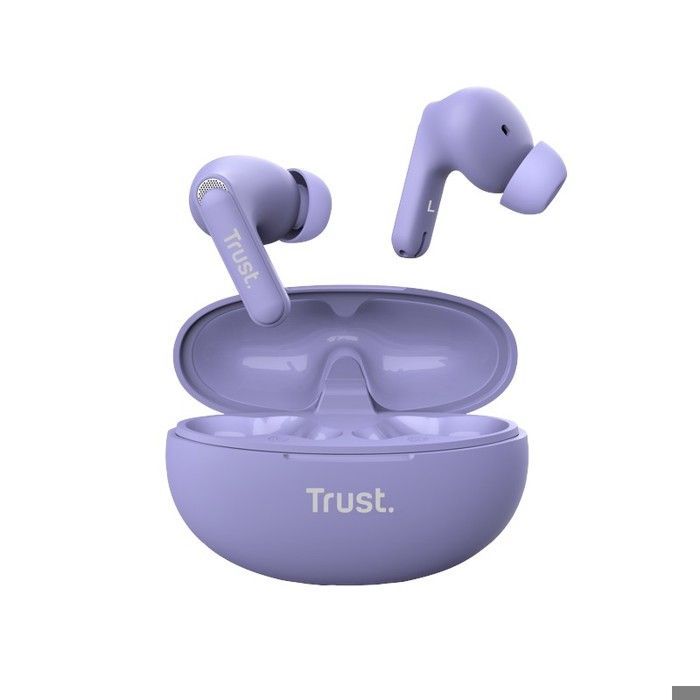Auriculares inalámbricos Bluetooth Yavi con 2 micrófonos, cancelación de ruido ENC, 23 horas de reproducción, compatibles con Android y iPhone - Morado