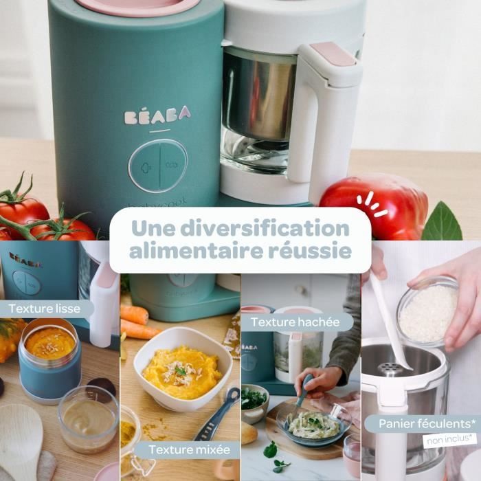 BÉABA - Babycook Neo, 6-in-1 Steamer - Made in France - Glass Bowl - XL Capacity - Eucalyptus