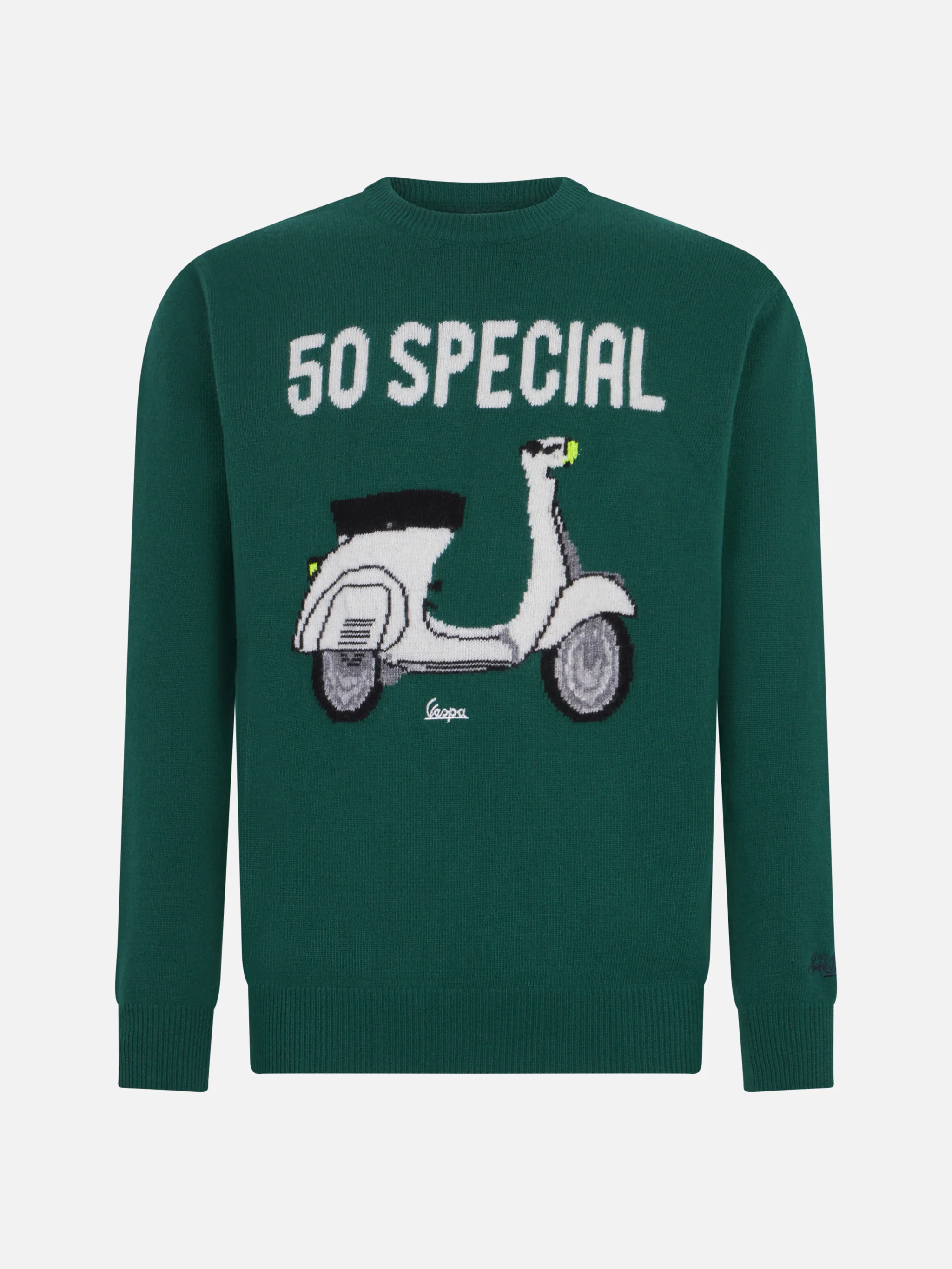 Trui met ronde hals voor heren met Vespa-jacquardprint | SPECIALE EDITIE