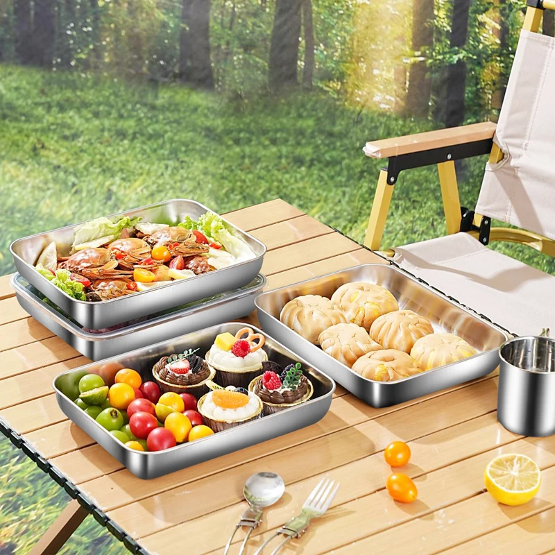 Boîte de conservation alimentaire en acier inoxydable avec couvercle, idéale pour conserver les légumes, les fruits et les ustensiles de cuisine.