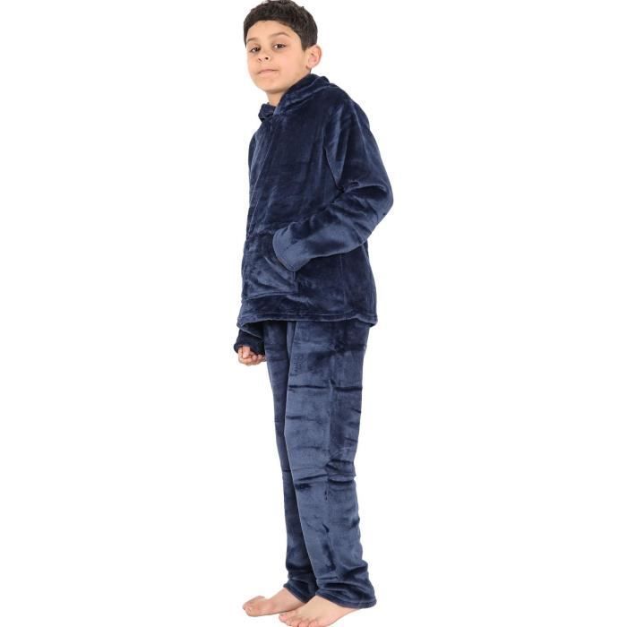 Pijama enterizo con capucha de forro polar cálido A2Z 4 Kids para niñas y niños, conjunto de ropa de dormir, edades de 5 a 13 años.