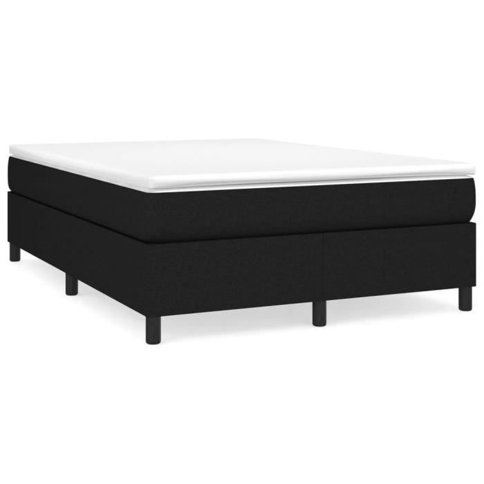 Base de cama tapizada - GAROSA - Negra - 140x190 cm - Tejido 100% poliéster - Patas incluidas