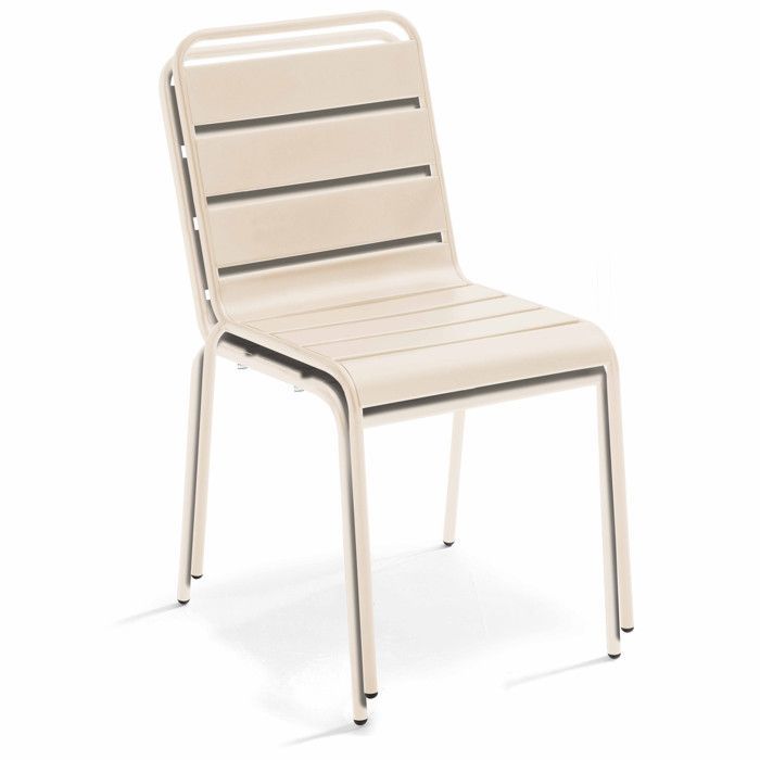 Conjunto de mesa e 8 cadeiras de jardim Palavas em metal cor marfim, Oviala