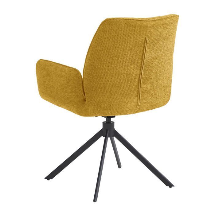CARLOTTA - Set of 4 Swivel Dining Chairs, Yellow Fabric