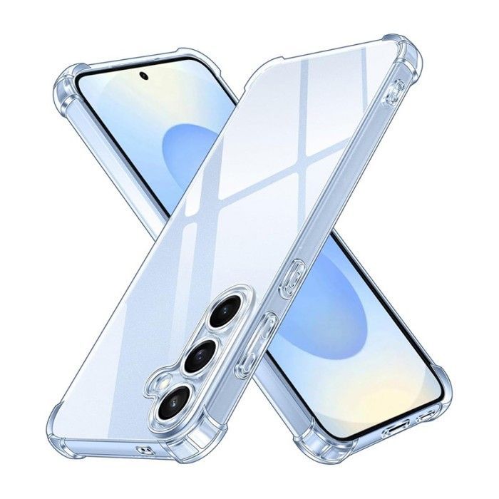 Capa transparente à prova de choque EVETANE compatível com Galaxy S25 + 2 protetores de tela