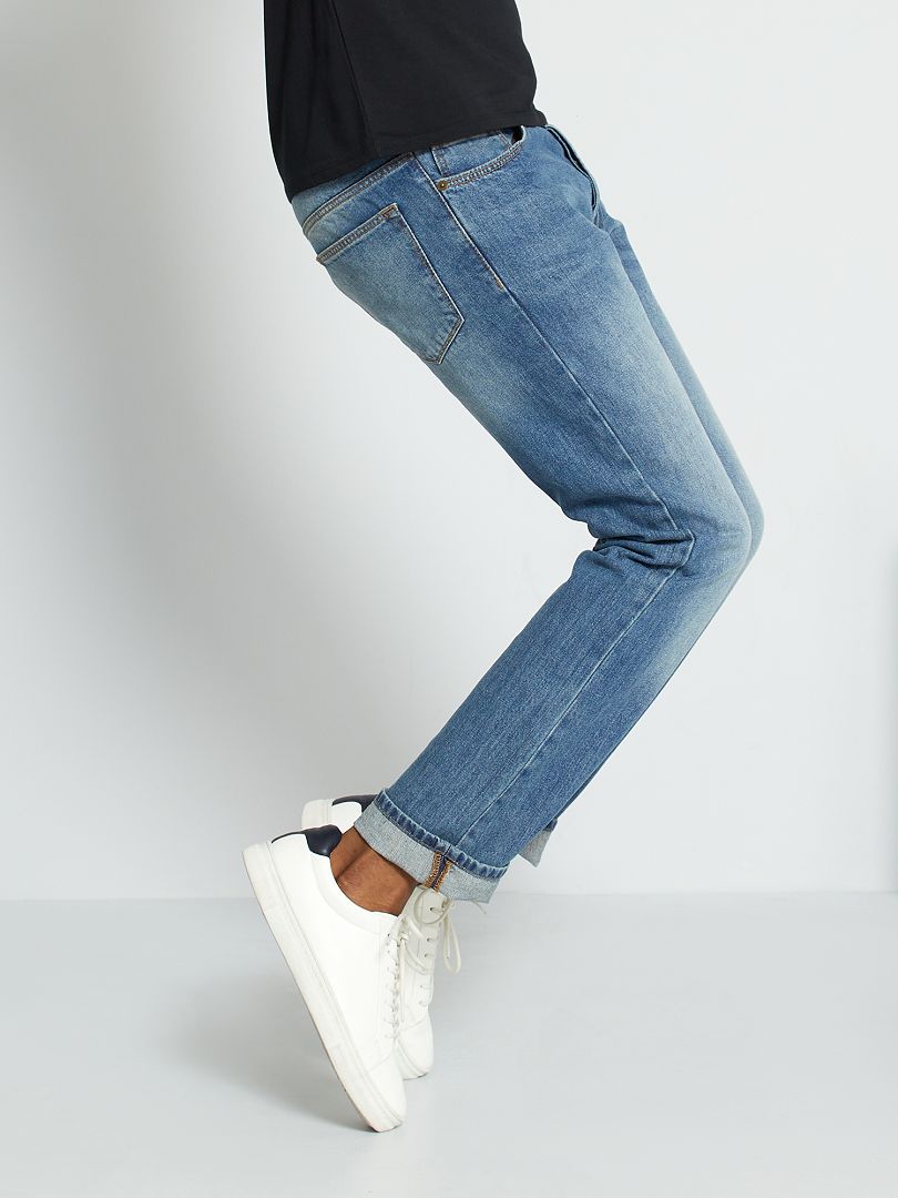 Calça jeans de corte regular - tamanho 32 - cor pedra