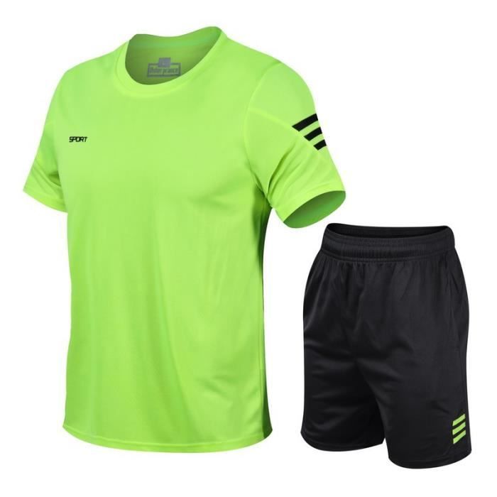 Conjunto deportivo para hombre - Marca - Modelo - Secado rápido - Transpirable - Fútbol de verano Fitness