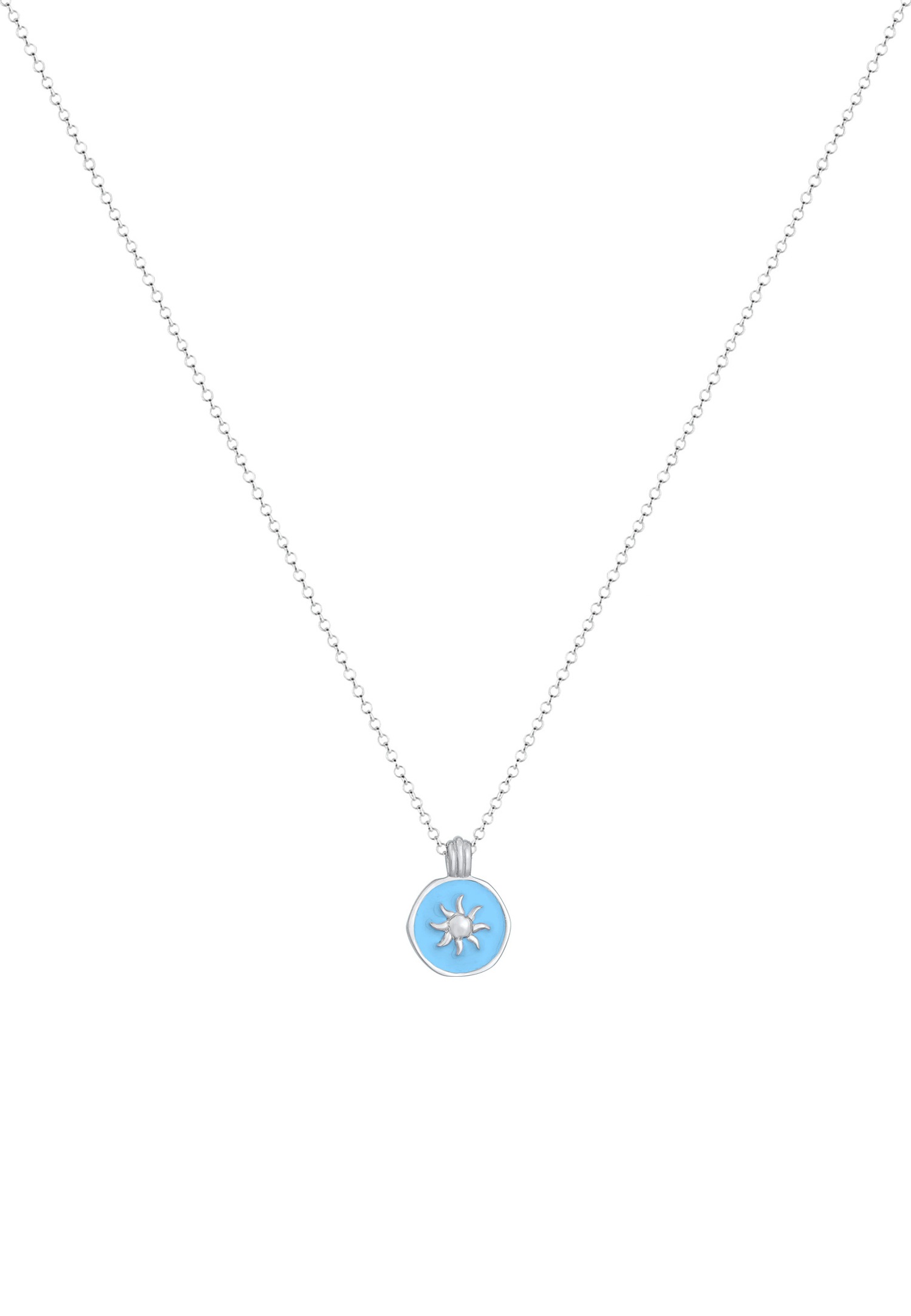Elli Femmes Pendentif Monnaie Symbole du Soleil avec émail en argent sterling 925