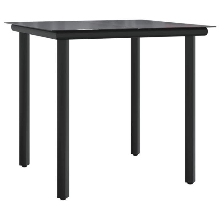Juego de comedor de jardín BURKE de 5 piezas - Negro - Textilene - Acero con recubrimiento en polvo - Vidrio templado