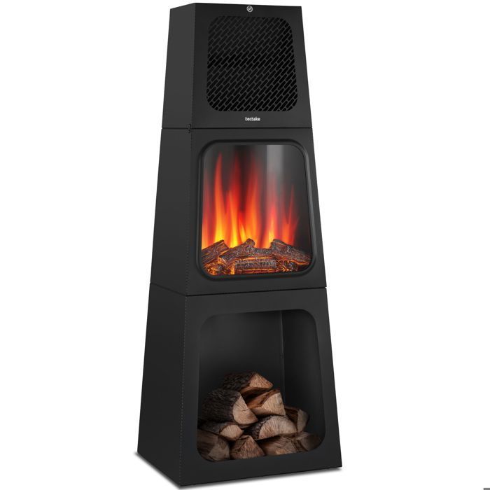 Chimenea eléctrica decorativa con efecto de llama 3D y termostato.