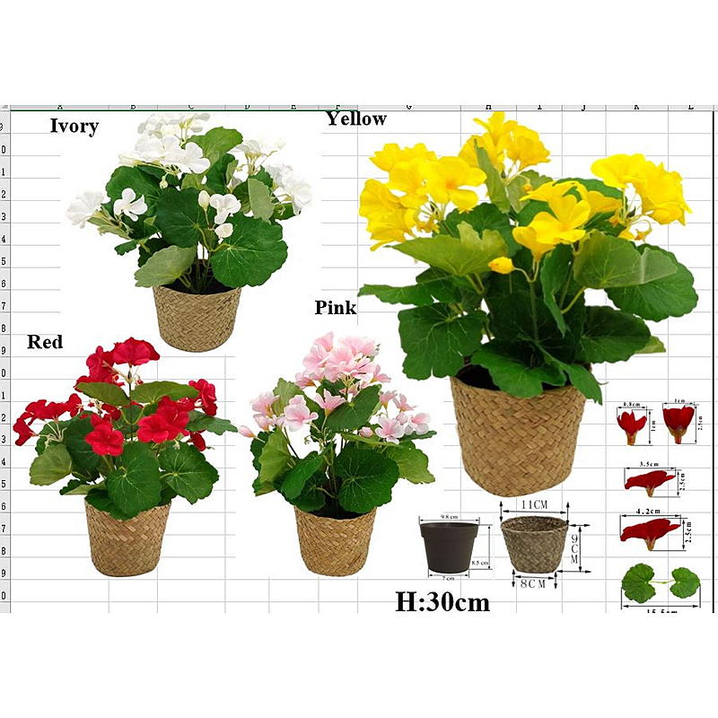 Hangende kunstpelargonium van 25 cm voor thuis