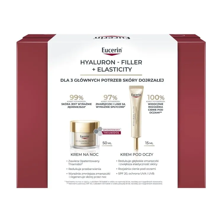 Eucerin Hyaluron Filler Elasticity Zestaw Kosmetyków, Krem na noc + Krem pod oczy
