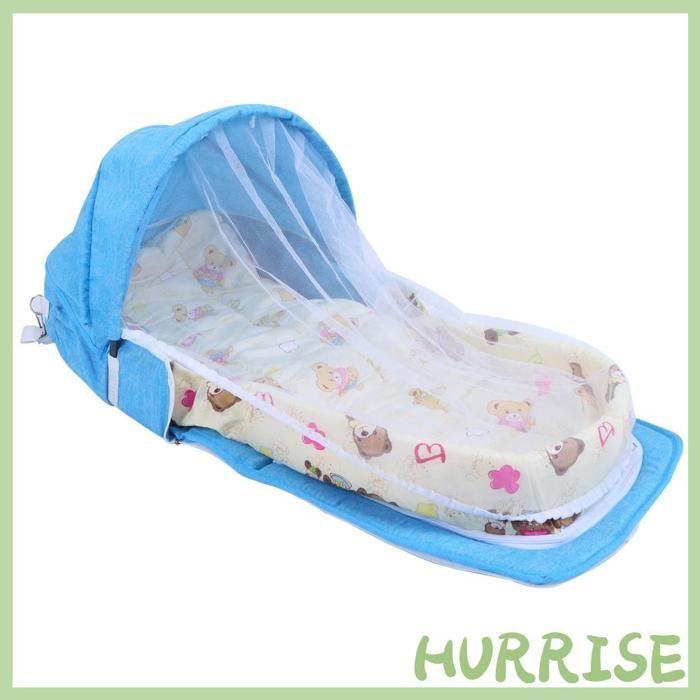 Garosa Tragbares mobiles Babybett, multifunktionales Moskitonetz-Babybett, faltbares tragbares Babybett mit Bettdekoration, Blau