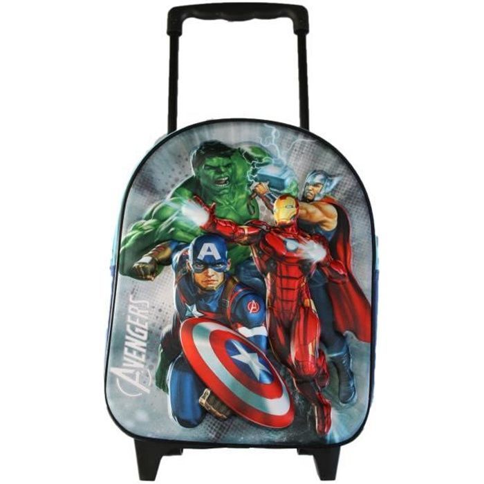 Mochila con ruedas de los Vengadores Salvan el Día (3D) - Negra - Infantil - Con cremallera