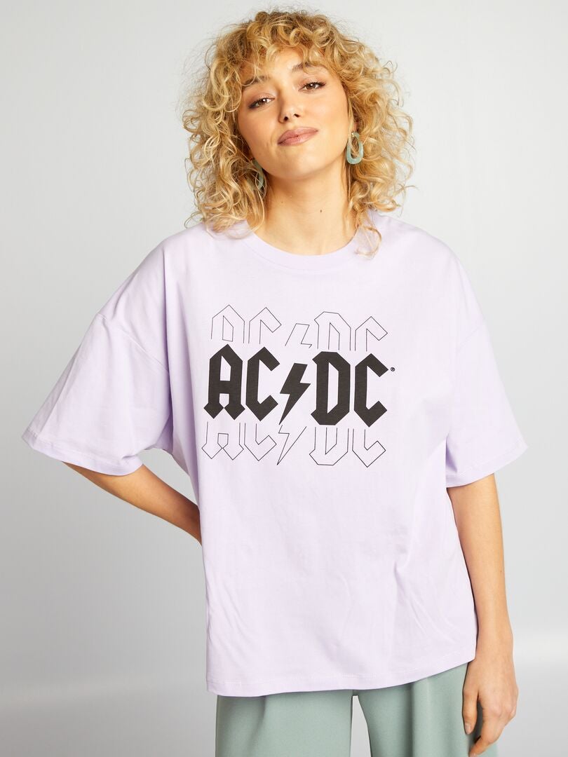 AC/DC T-shirt met ronde hals - PAARS