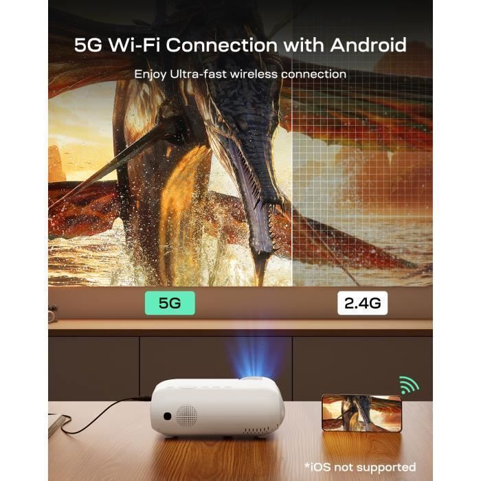 Yoton Y9 Projector - 4K 400 ANSI Lumen - Ingebouwde wifi, Bluetooth, Netflix en YouTube - Compatibel met HDMI, USB en Android