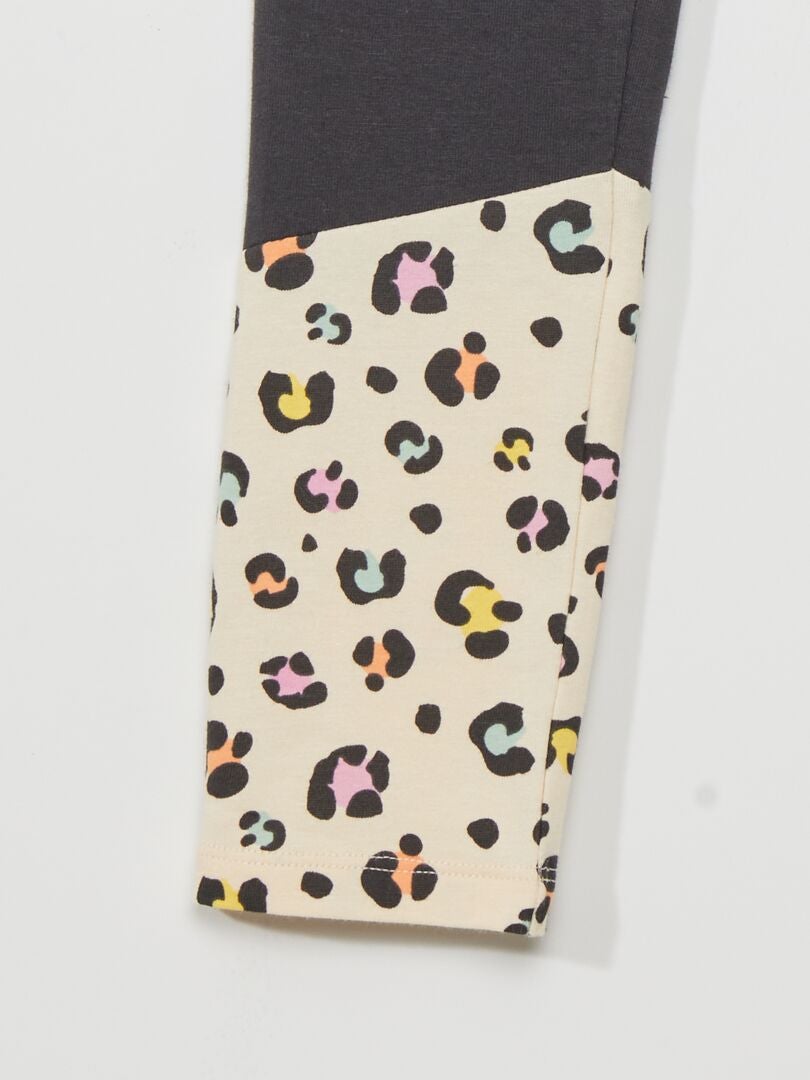 Jersey leggings met panty met luipaardprint - BEIGE