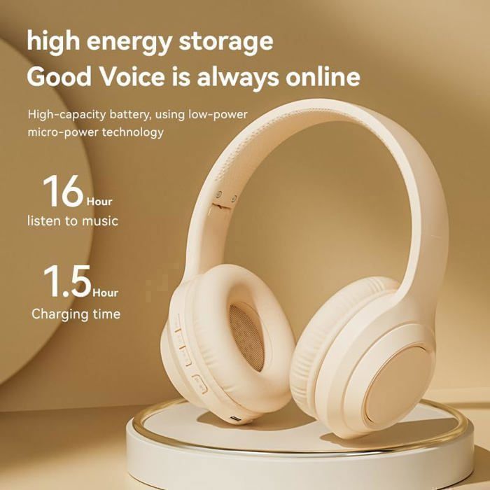 Wireless Headphones, Foldable Bluetooth Headphones with Deep Bass, Stereo Sound with Microphone (White)