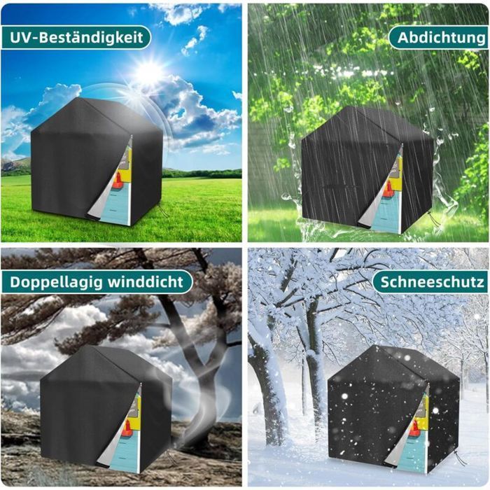 Funda para casita de juegos infantil de jardín, 145x145x160cm, funda para casita de juegos exterior, tela Oxford impermeable, duradera.