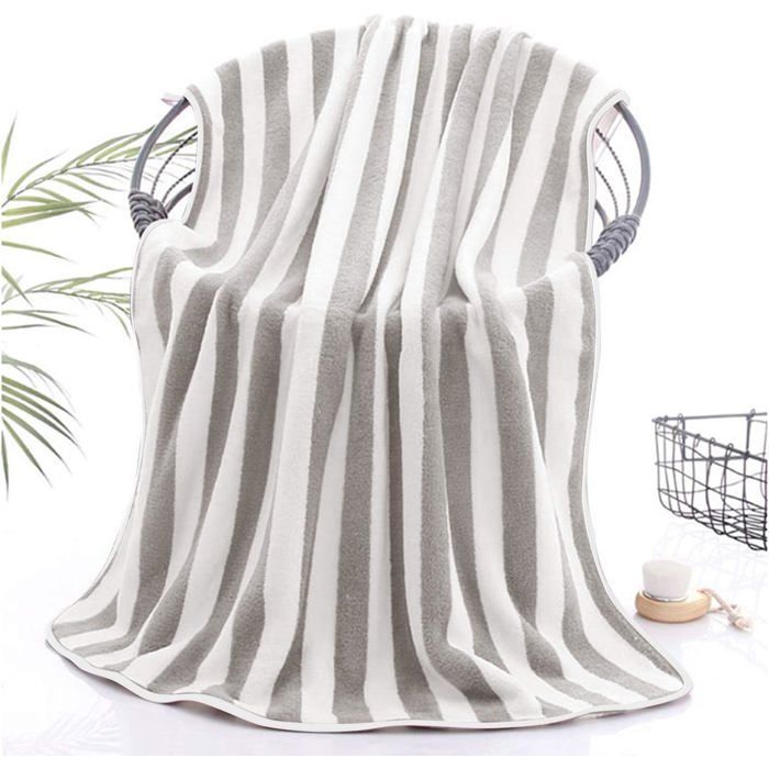 Toalla de baño grande de microfibra (70x140 cm), ultrasuave, absorbente, juego de 2 toallas grises