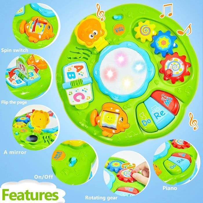 Mesa de actividades - ZGEER - Tambor para bebés - Juguete musical - Educativo - Luces de colores