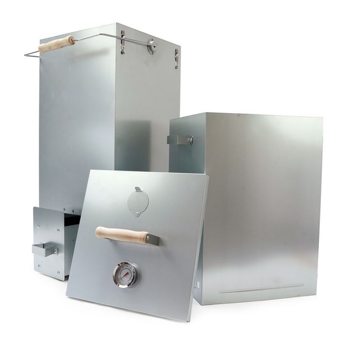 Eurocatch 101cm Square Telescopic Smoker – Outdoor Smoker with Thermometer and 10 Hooks
