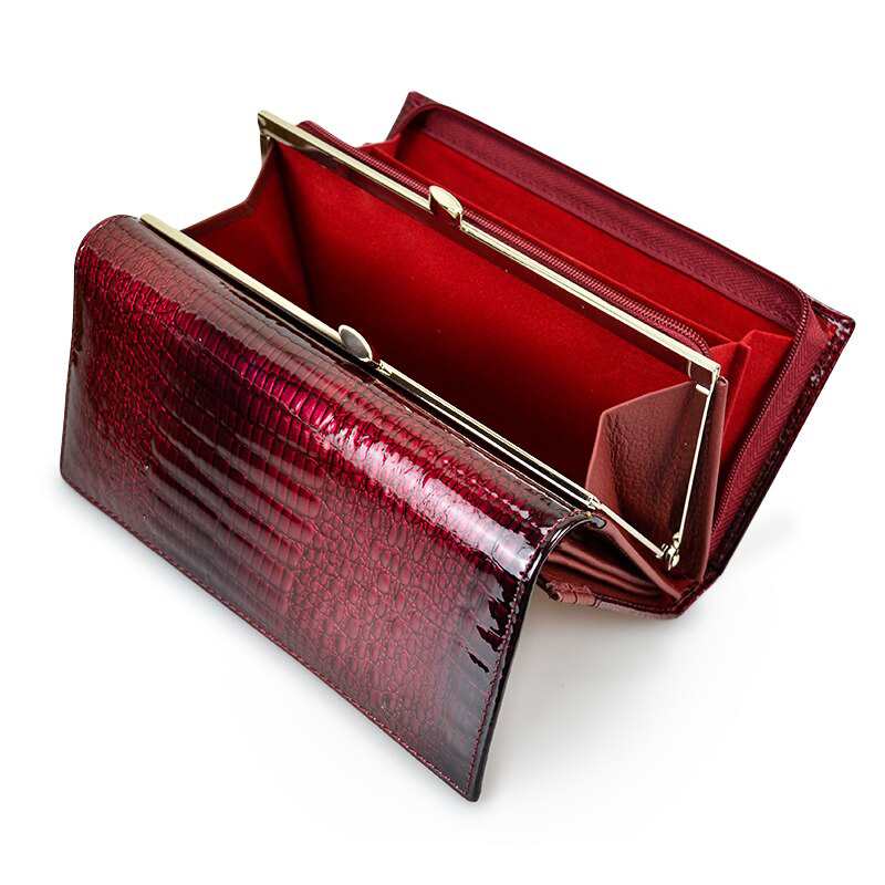 Portafogli da donna Portafoglio da donna in pelle di alligatore con chiusura a scatto e cerniera Borsa da donna Pochette da donna Borsa a mano di lusso da donna con portamonete e porta carte Borse da donna