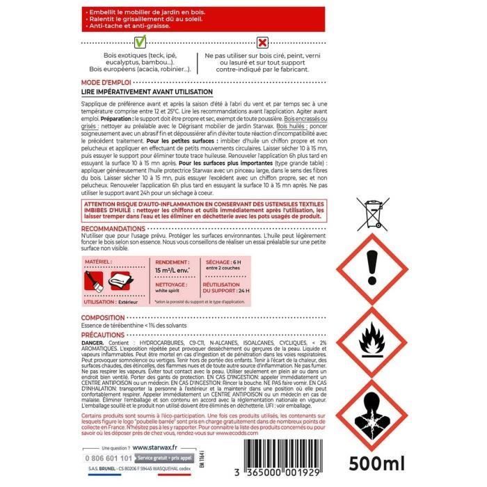 Huile protectrice - teck, bois exotique - 500 mL