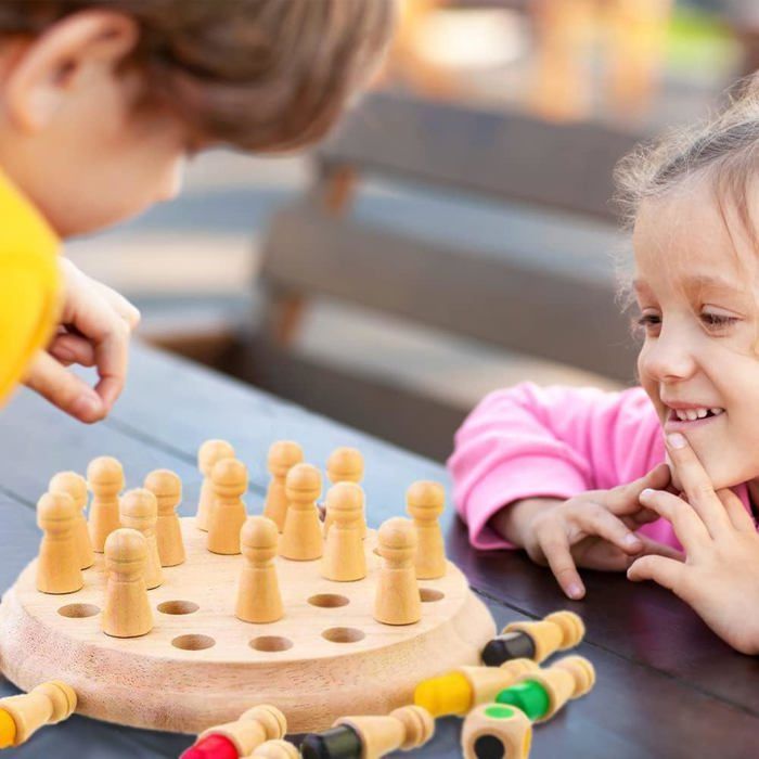 Jouet Enfant 3 Ans,Jeux Montessori 3 Ans,Memory Chess Bois,Jeu Educatif 3 Ans,Jeux De Société Pour Améliorer La Mémoire Classique