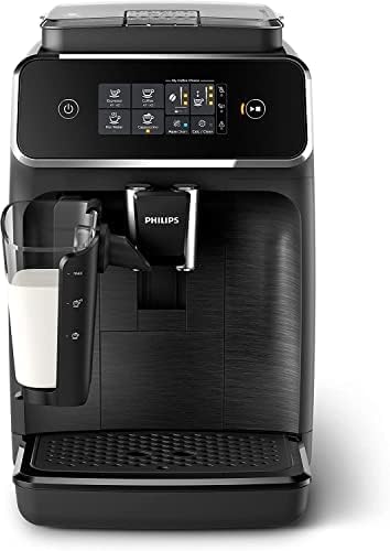 Philips 2200 Serie Volautomatische Espressomachine - LatteGo Melkschuimer, 3 Koffiesoorten, Intuïtief Touchscreen, Zwart, (EP2230/14)