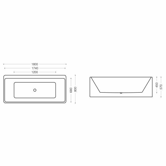Vasca da bagno rettangolare freestanding in acrilico bianco 180x80x58 cm con troppopieno e rubinetto - Mai & Mai V601MA