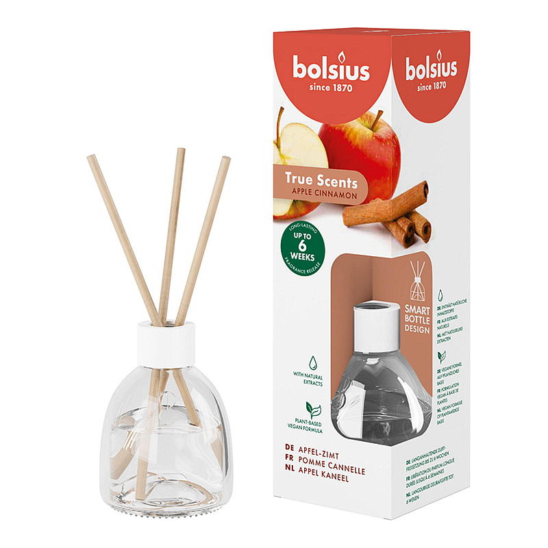 Olio profumato Bolsius 60 ml con bastoncini di legno Mela e Cannella