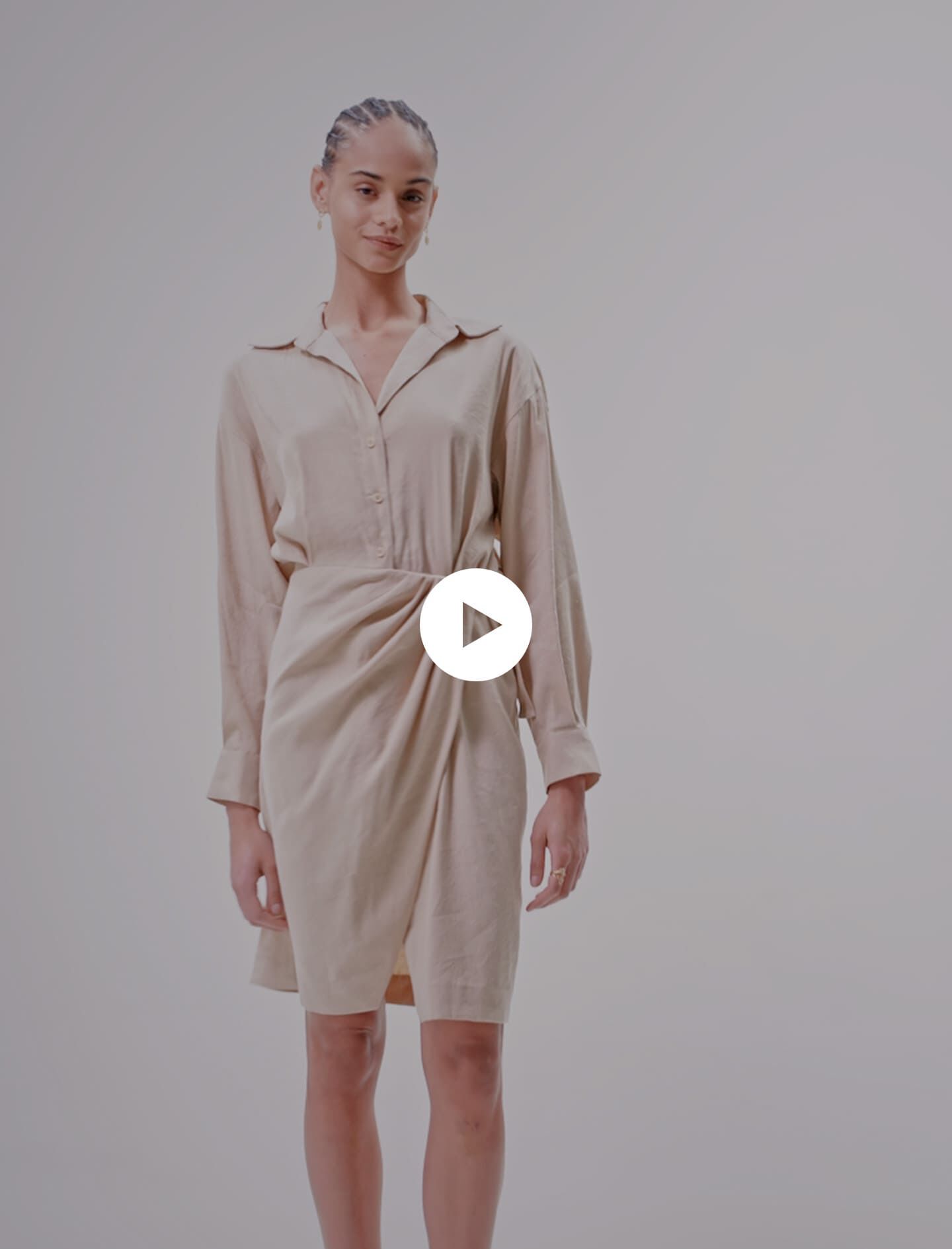 Linnen midi-jurk - Beige