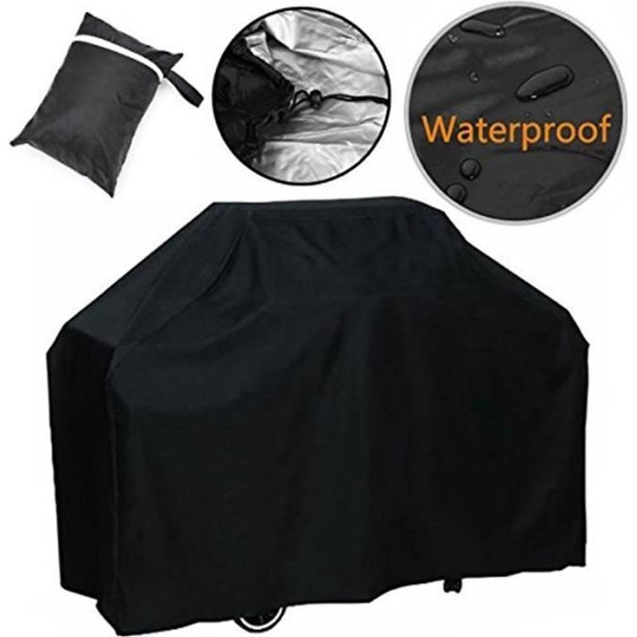 Housse de Protection Barbecue - Imperméable - Anti-UV - Polyester - Noir - 145x61x117cm
