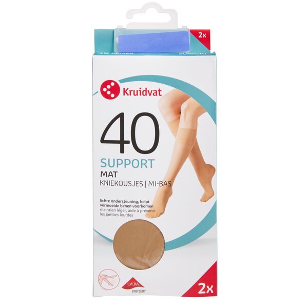 Kruidvat 40 Den Supportive Knee Sock<br>beige, size 39-42, 2 pairs
