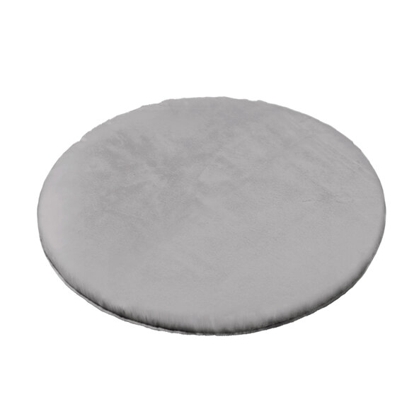 Faux fur rug, round, light grey