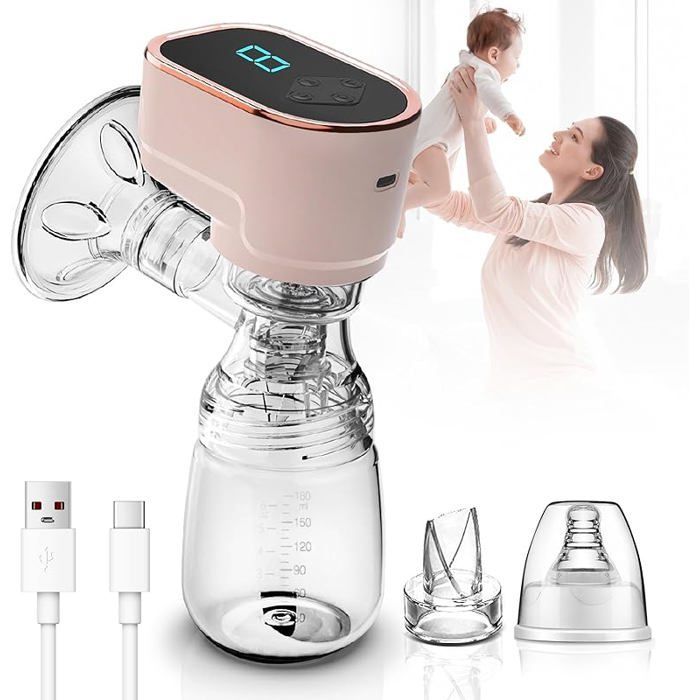 Tire Lait Électrique,Tire Lait Electrique Main Libre, 3 Modes et 9 Niveaux Recueil Lait Maternel,Tire Lait Sans Rose rose TIRE LAIT