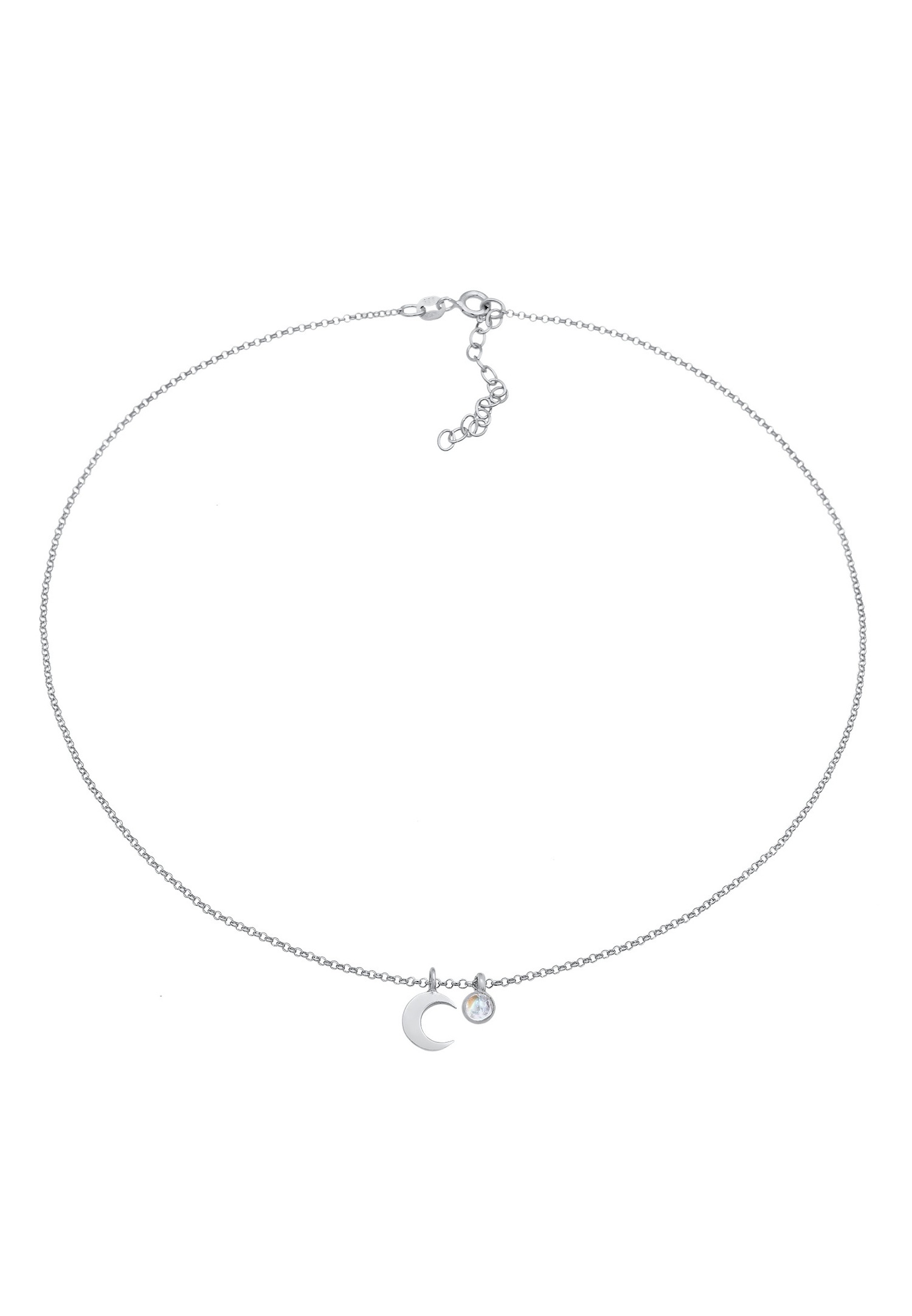 Elli Femmes Choker demi-lune pendentif Astro avec pierre précieuse de lune en argent sterling 925
