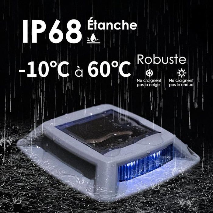 Luminárias solares potentes para caminhos externos, à prova d'água IP68, iluminação azul para escadas externas, conjunto de 2 luzes solares para caminhos.