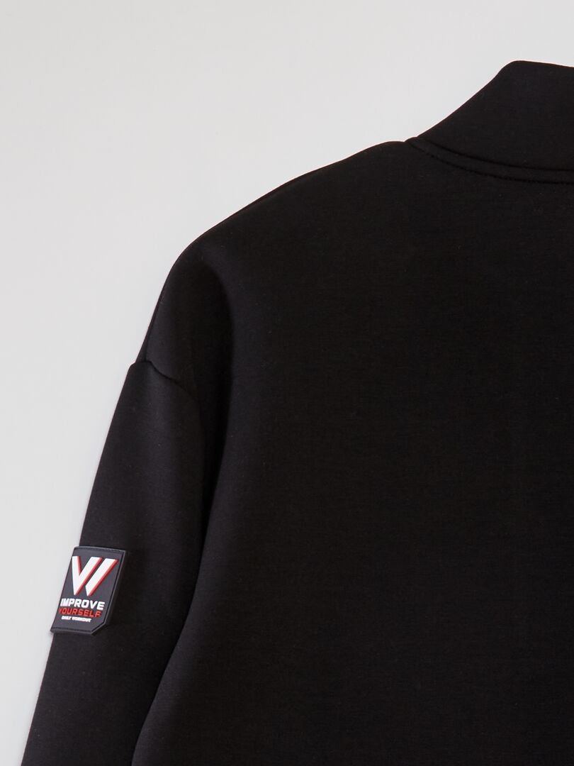 Moletom de neoprene com zíper no pescoço - PRETO