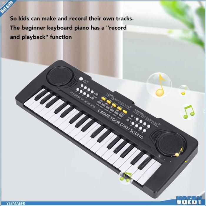 Teclado eletrônico Ashata de 37 teclas, brinquedo infantil com teclado de piano e quebra-cabeça.