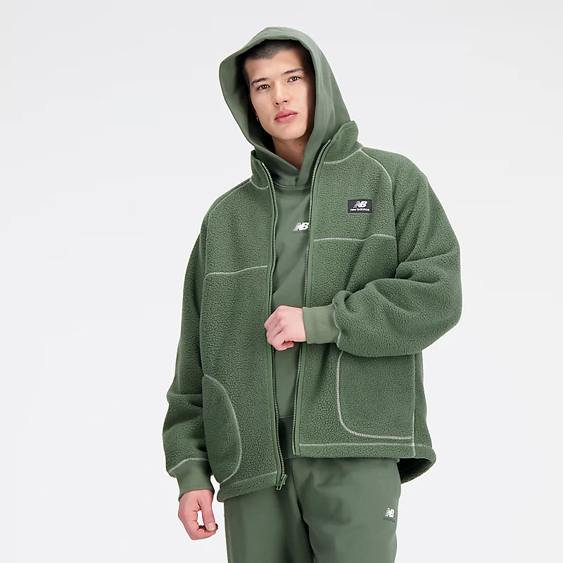 Homme Athletics Polar Fleece Hel glidelås - GŁĘBOKA OLIWKOWA ZIELEŃ