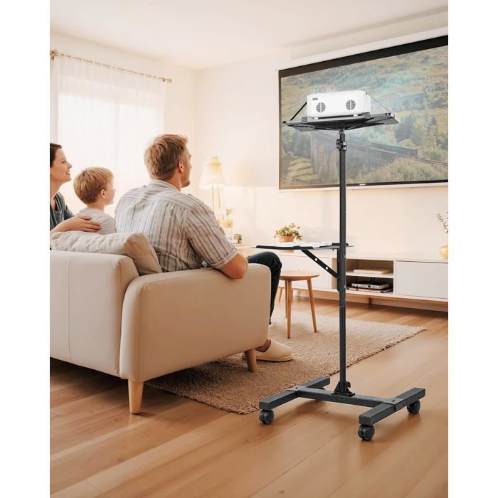 Soporte para proyector con trípode - ZOKKO - Altura regulable de 86 a 136 cm - 2 estantes (400 x 300 mm y 255 x 350 mm)