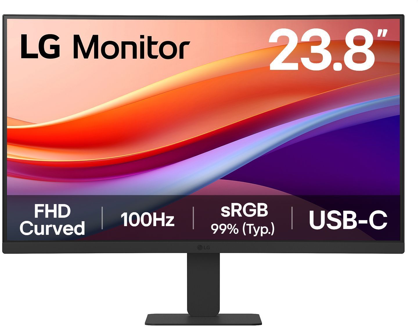 Gebogen pc-monitor - LG - 23,8 inch - Full HD - 100 Hz - VA-paneel - 5 ms - 24U421A-B