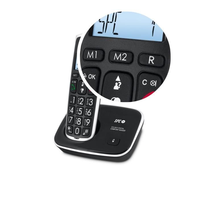 Kaiser SPC Comfort trådløs fasttelefon for seniorer – XL-taster og tall, ekstra forsterket lyd, telefonbok