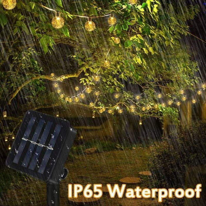 Guirnalda de luces solares para exteriores, 100 LED, bolas de cristal, impermeables, para uso en exteriores e interiores, jardín, balcón, árboles.