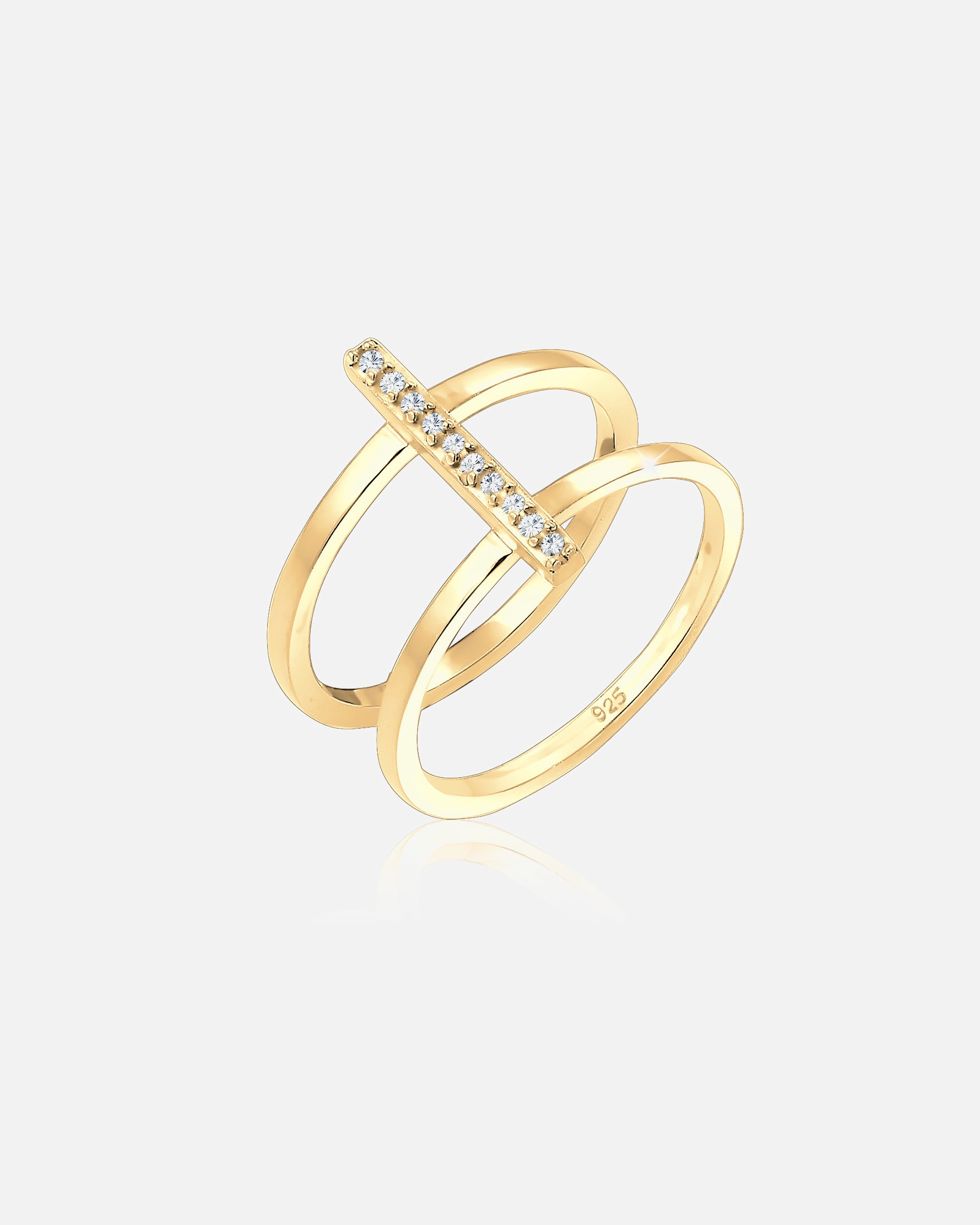 Elli Géo Minimal Filigree Bague Femme (925/1000) Argent Cristal