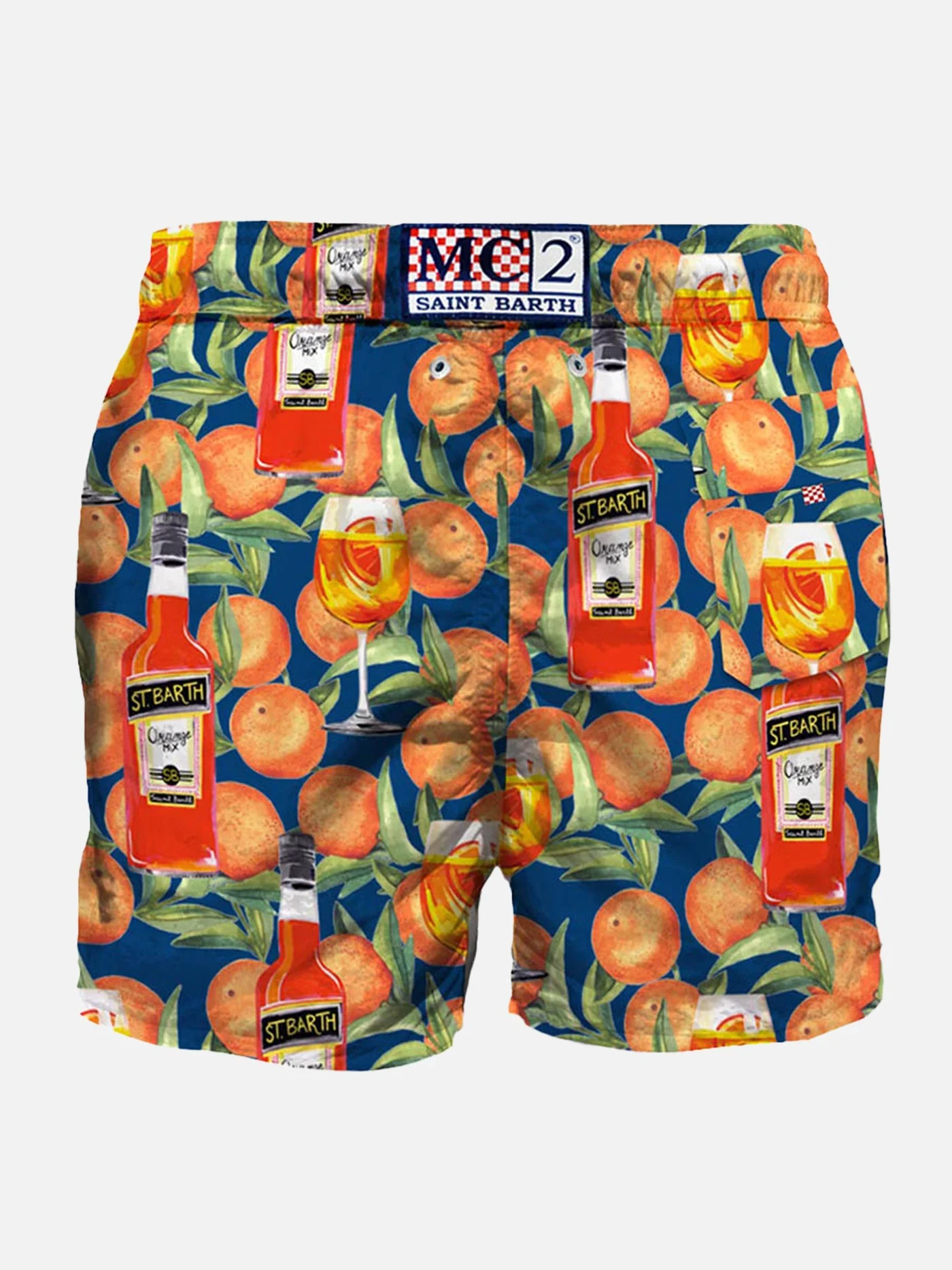Traje de baño de largo medio con estampado de spritz time azul