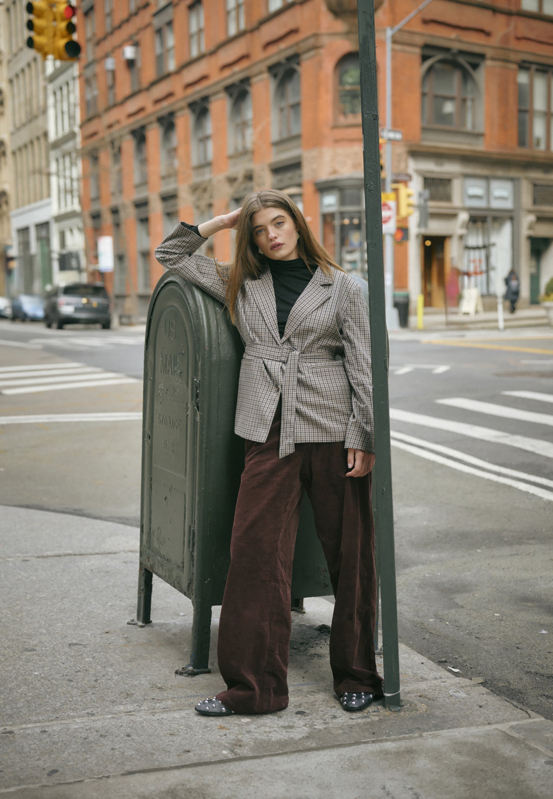Ceinture à carreaux Culture - Blazer - carreaux marron